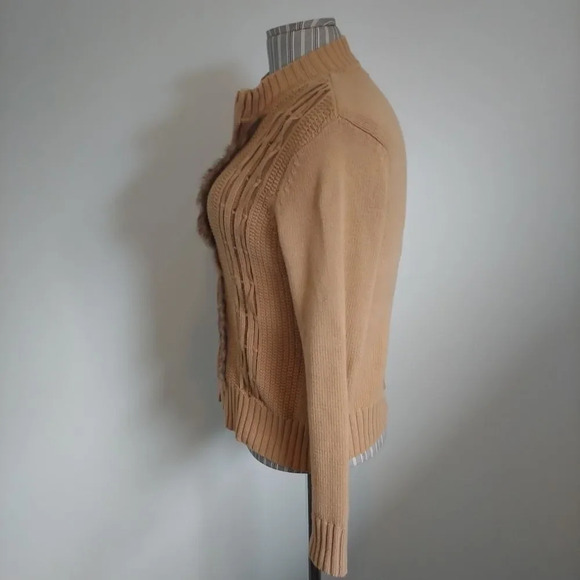 Conrad C Tan Knit Zipper Cardigan, SP - Picture 6 of 10